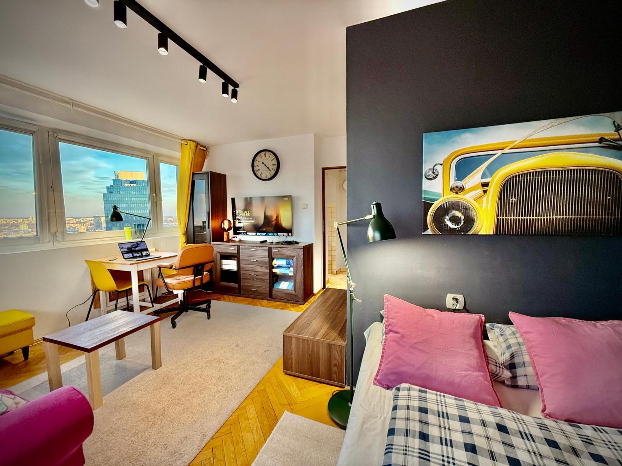 Super Apartment Yellow 2X Metro Fast Wifi 1 Gbs Netflix Panorama Miasta Warsawa Bagian luar foto