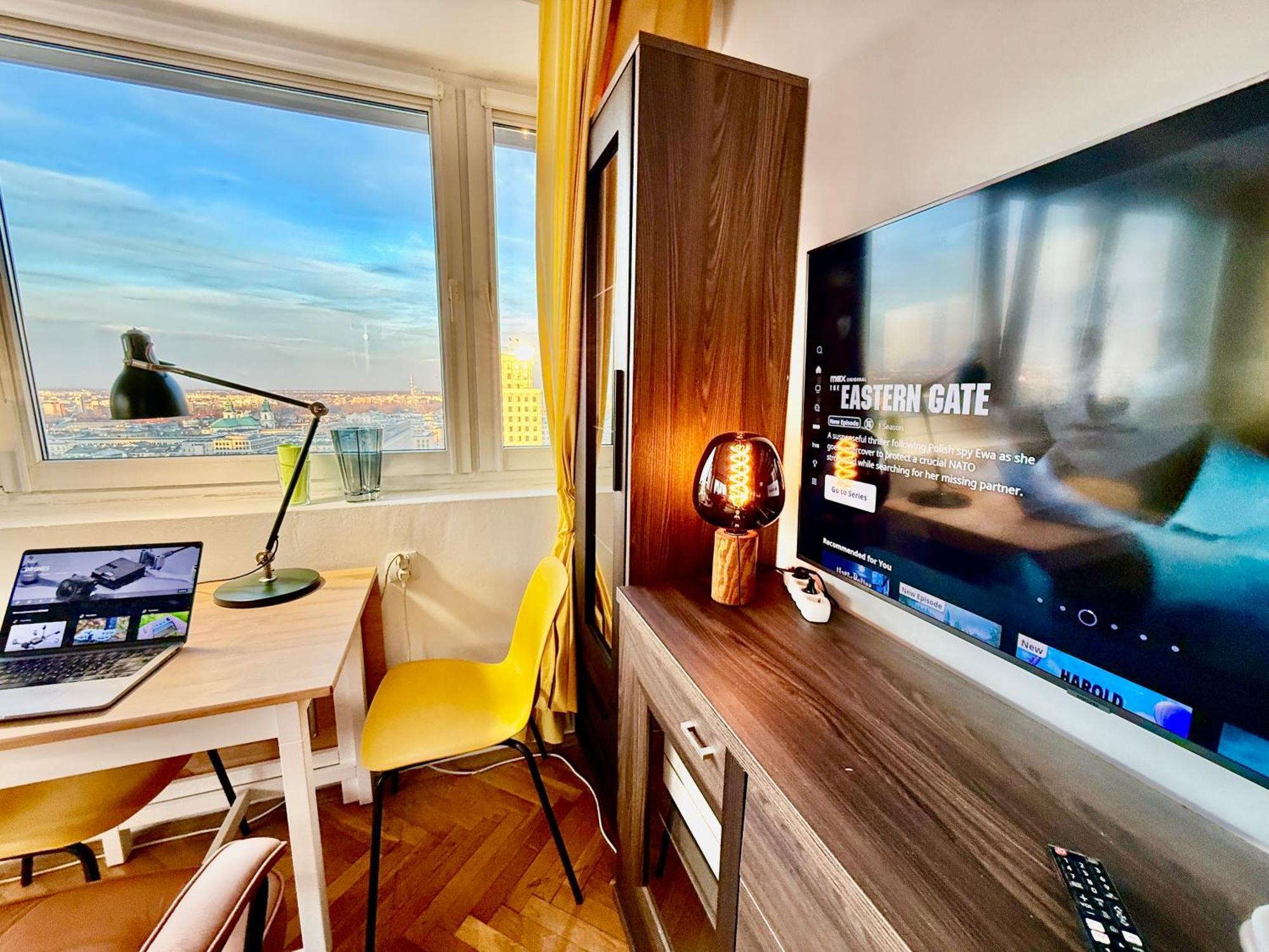 Super Apartment Yellow 2X Metro Fast Wifi 1 Gbs Netflix Panorama Miasta Warsawa Bagian luar foto