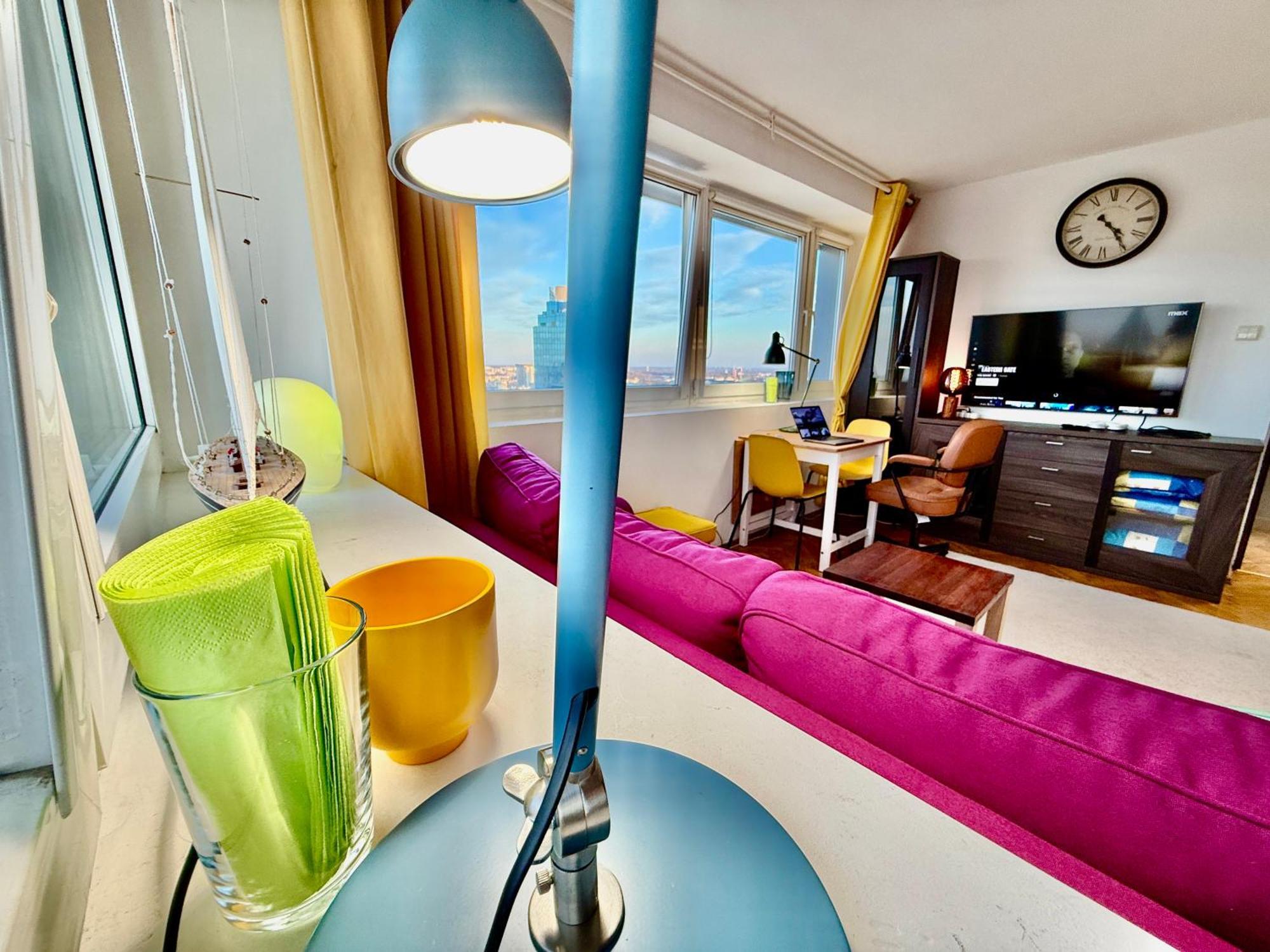 Super Apartment Yellow 2X Metro Fast Wifi 1 Gbs Netflix Panorama Miasta Warsawa Bagian luar foto