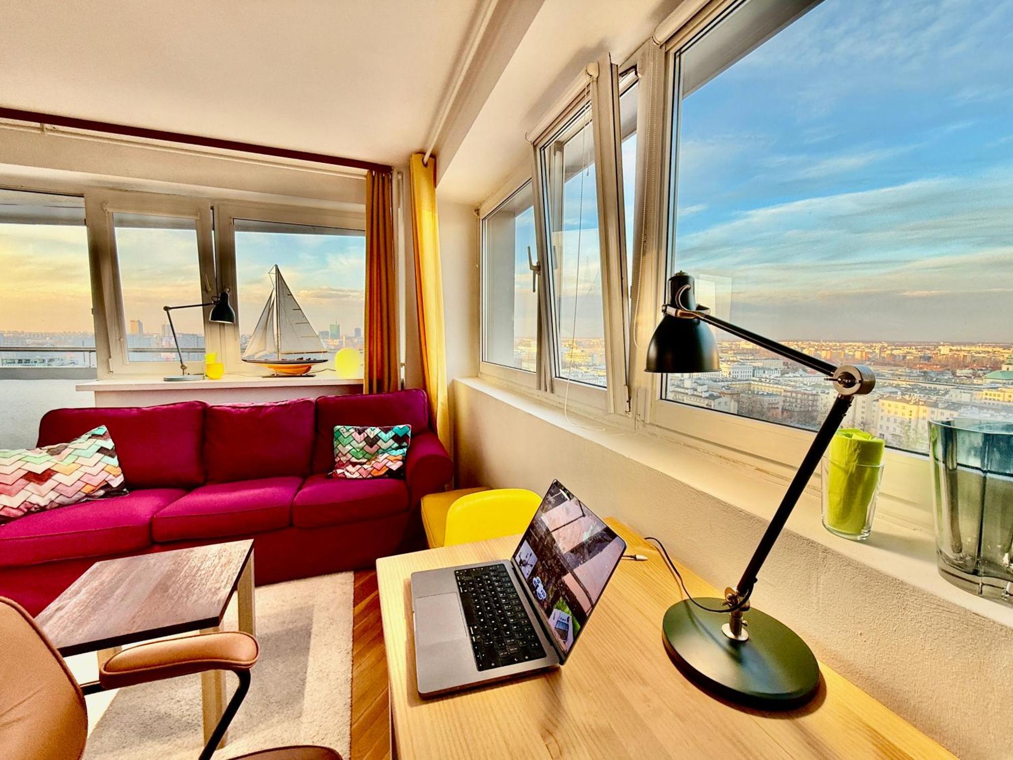 Super Apartment Yellow 2X Metro Fast Wifi 1 Gbs Netflix Panorama Miasta Warsawa Bagian luar foto