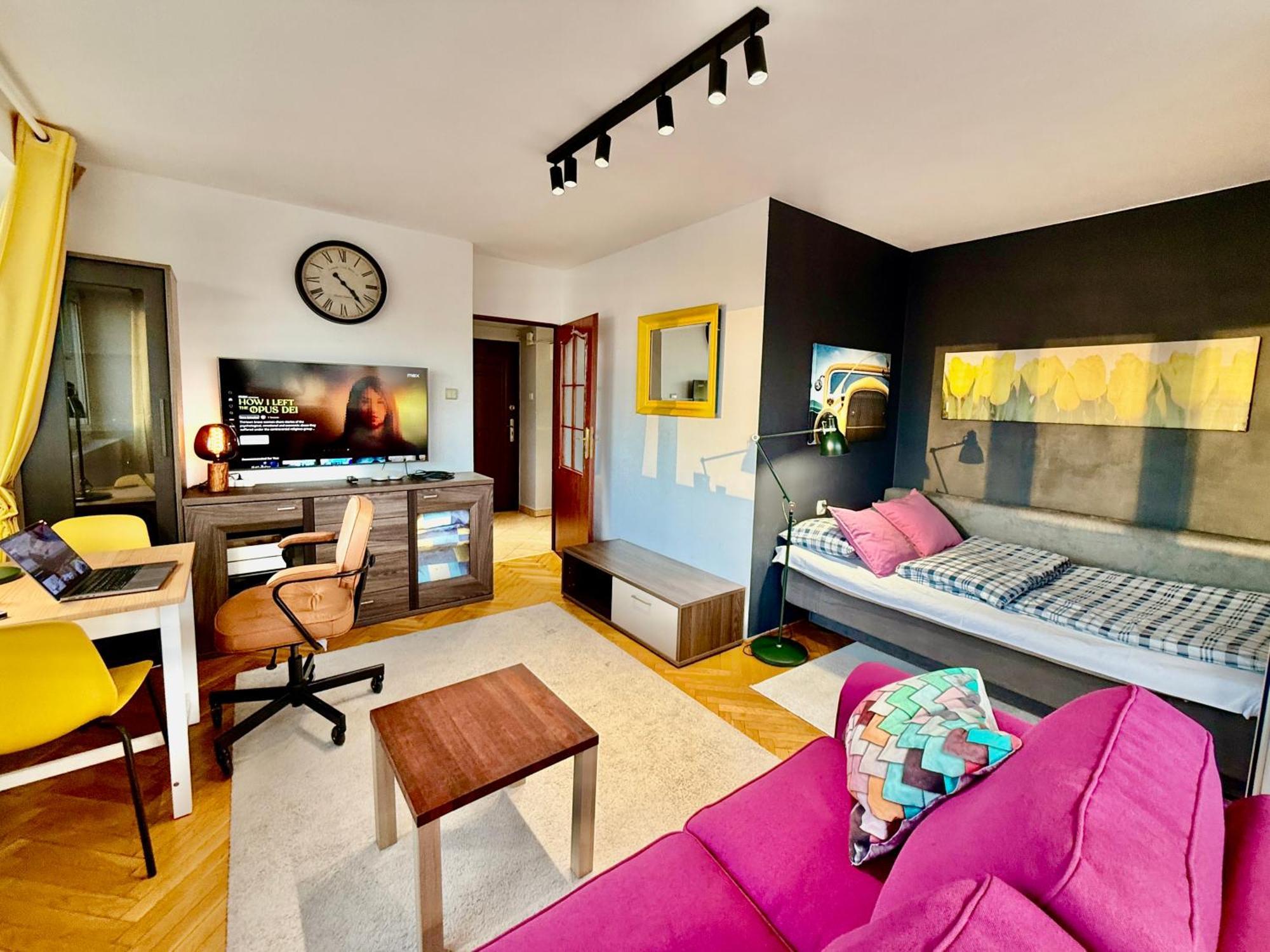 Super Apartment Yellow 2X Metro Fast Wifi 1 Gbs Netflix Panorama Miasta Warsawa Bagian luar foto