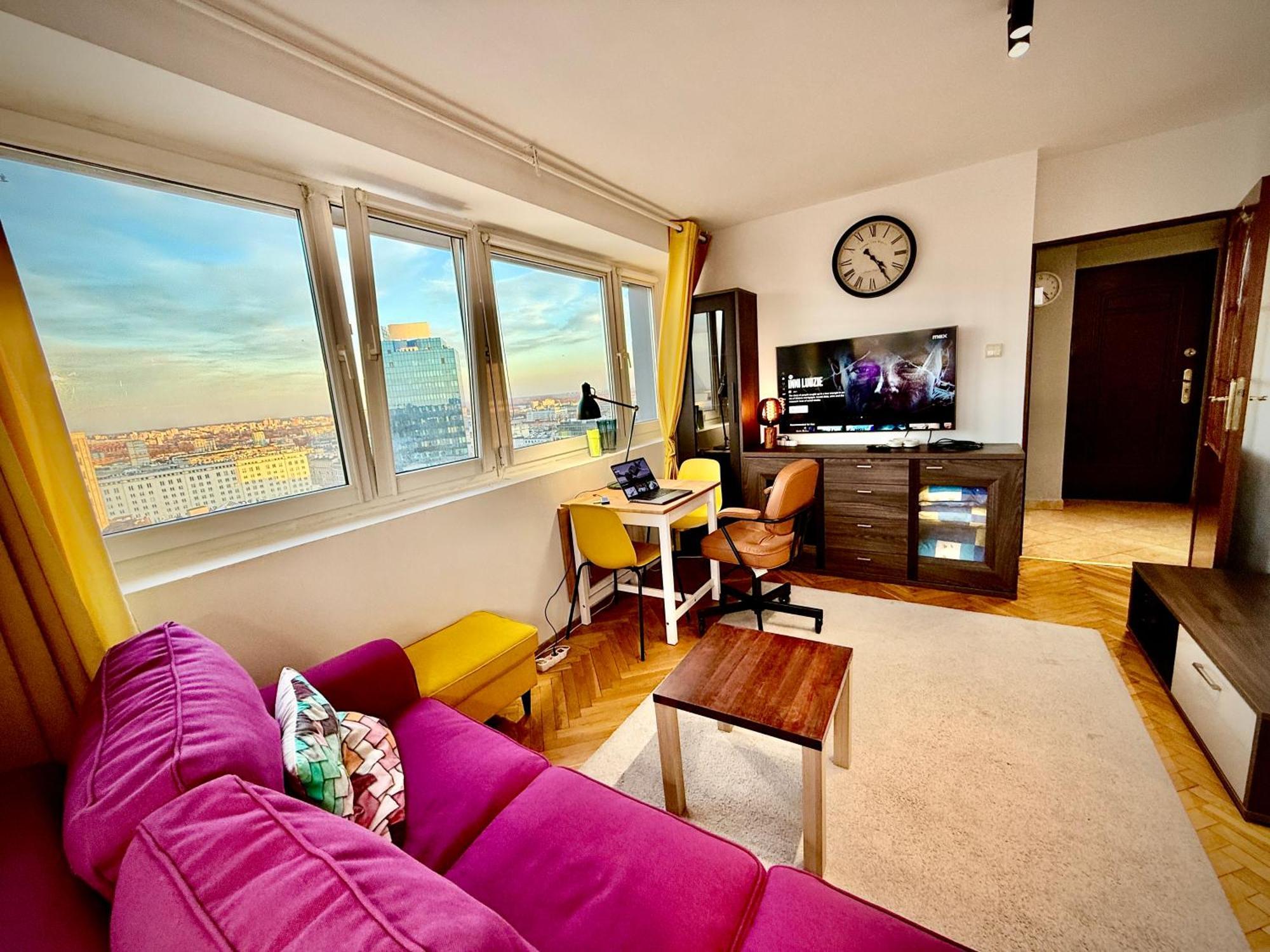 Super Apartment Yellow 2X Metro Fast Wifi 1 Gbs Netflix Panorama Miasta Warsawa Bagian luar foto